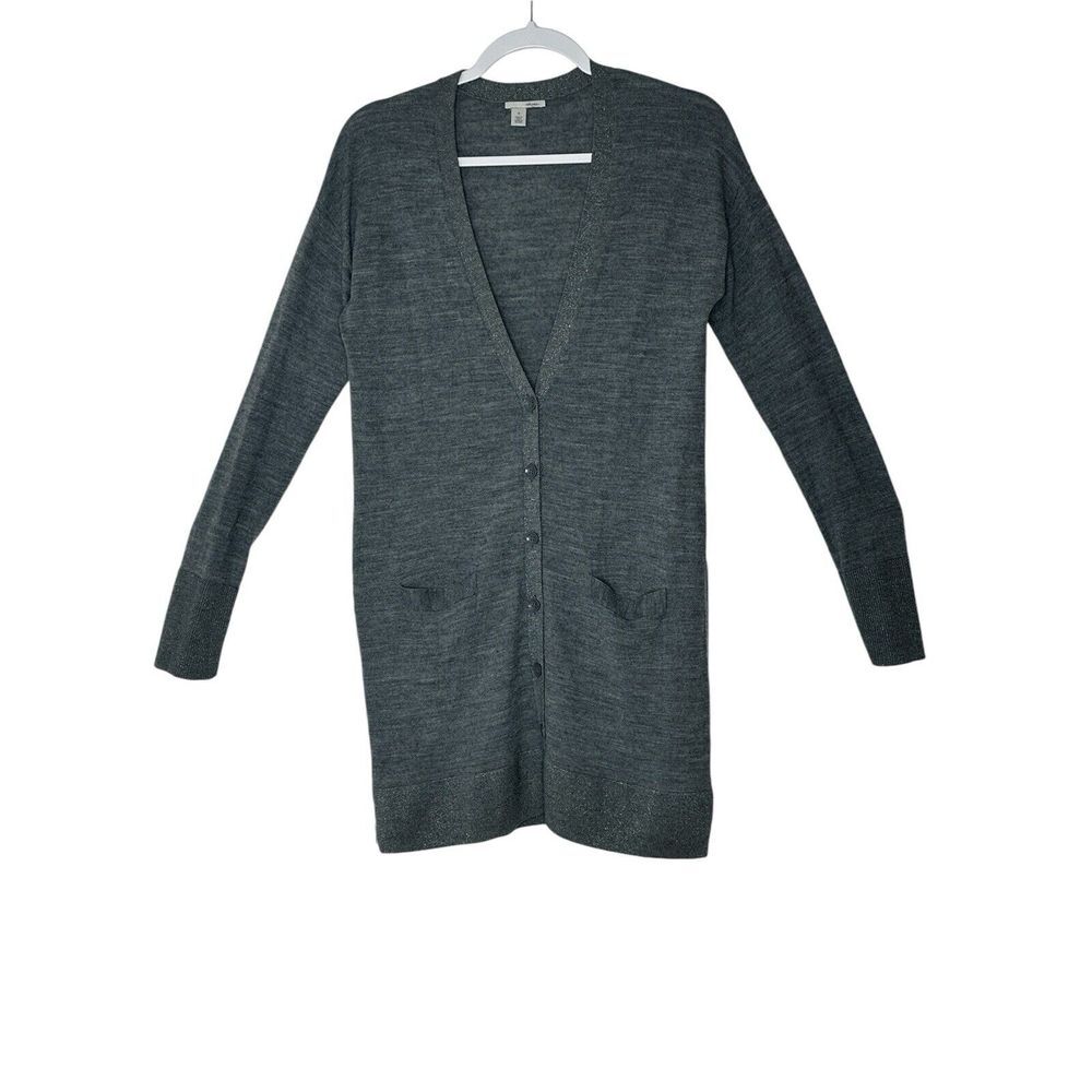 Halogen Cardigan Women Medium Gray Pockets Merino Wool Blend Cozycore Corpcore